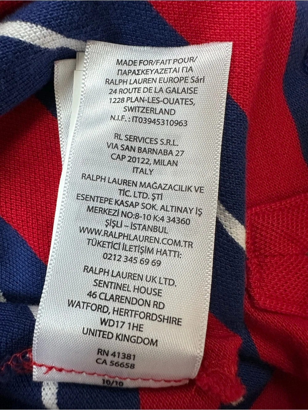 Polo Ralph Lauren Custom Slim Fit Striped Polo Shirt Red Navy White Large